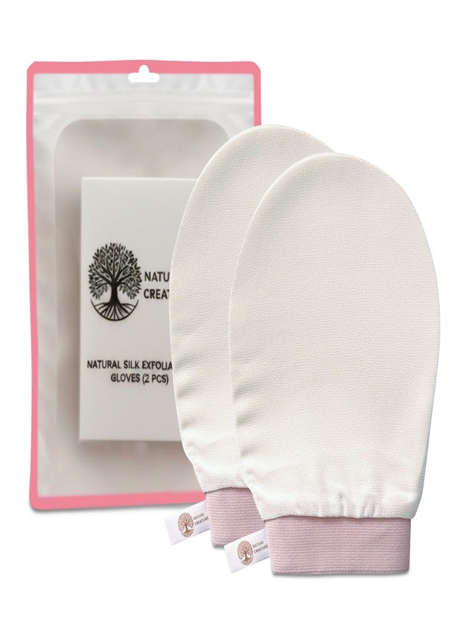 Nature Creature Vegan Silk Exfoliating Gloves Set (2 Pack) – Korean Spa Body Scrubber Mitt for Dead Skin & Ingrown Hair | Gift for Smooth Glowing Skin - Image 1